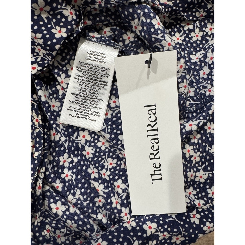 Polo Ralph Lauren Floral Long Sleeve Romper Navy Blue Smocked V-Neck Size 4 - Picture 5 of 5